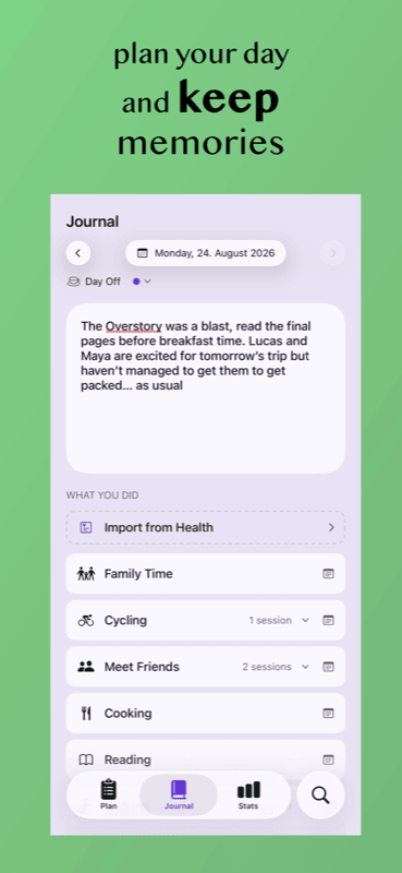 JourDo on iPhone — plan your day and keep memories