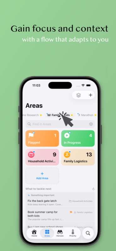 TickMeOff on iPhone — gain focus and context with a flow that adapts to you