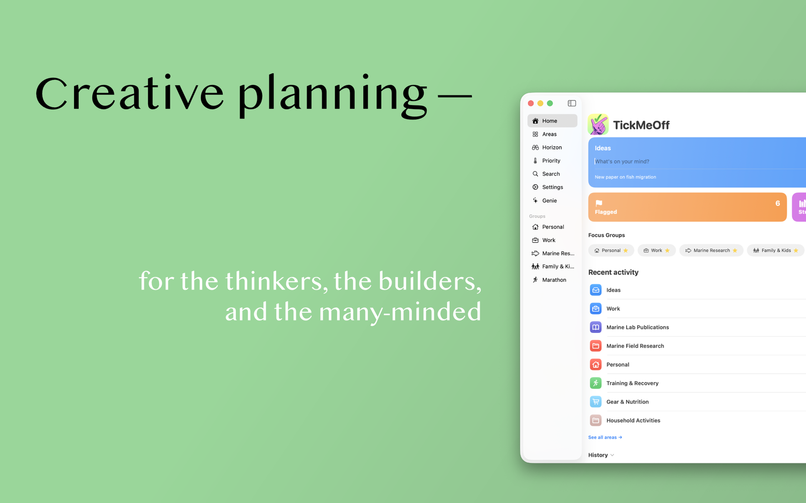 TickMeOff on Mac — creative planning for the thinkers, the builders, and the many-minded