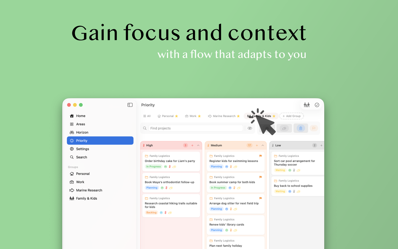 TickMeOff on Mac — gain focus and context with a flow that adapts to you