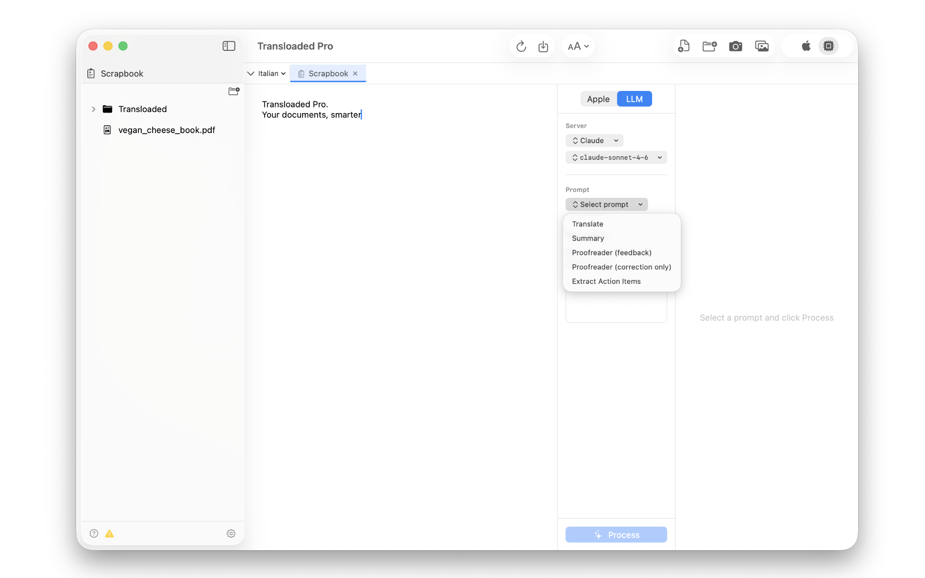 Transloaded Pro's Scrapbook using Anthropic's Claude LLM models